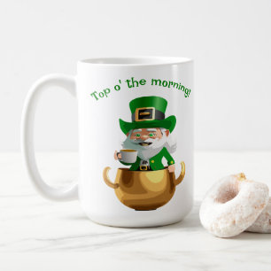 Coffee Drinking Leprechaun Mug