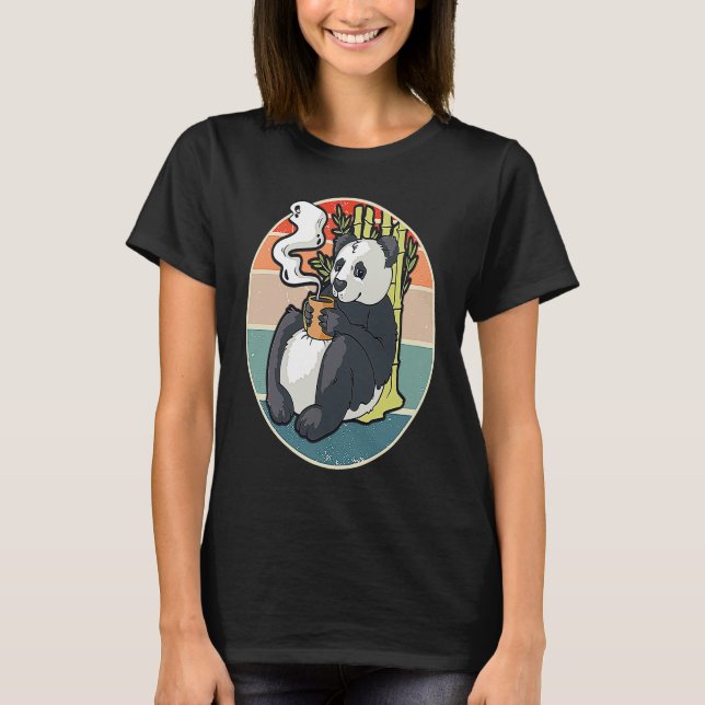 Coffee drinking panda T-Shirt (Front)