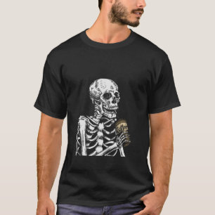 Coffee Drinking Skeleton Skull Halloween Costume T-Shirt
