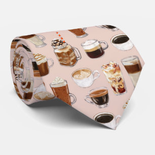 Coffee Drinks and Desserts Pattern Tie