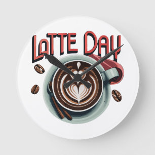 Coffee Drinks Round Clock