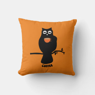Coffee Droopy Eyed Owl Cushion
