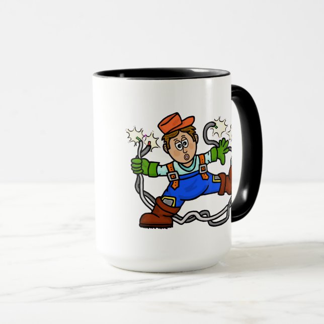 Coffee & Electricity Electrician or Lineman Mug (Front Right)