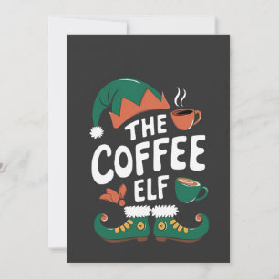Coffee Elf Christmas Funny Caffeine Xmas Lovers Invitation