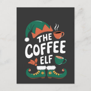 Coffee Elf Christmas Funny Caffeine Xmas Lovers Invitation Postcard