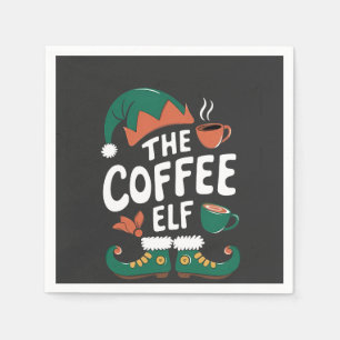 Coffee Elf Christmas Funny Caffeine Xmas Lovers Napkin
