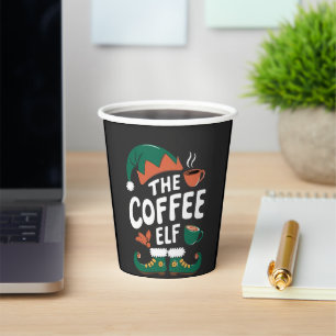 Coffee Elf Christmas Funny Caffeine Xmas Lovers Paper Cups