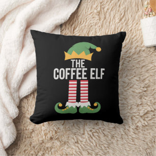 Coffee Elf Family Matching Group Christmas Cushion