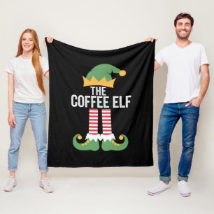 Coffee Elf Family Matching Group Christmas Fleece Blanket