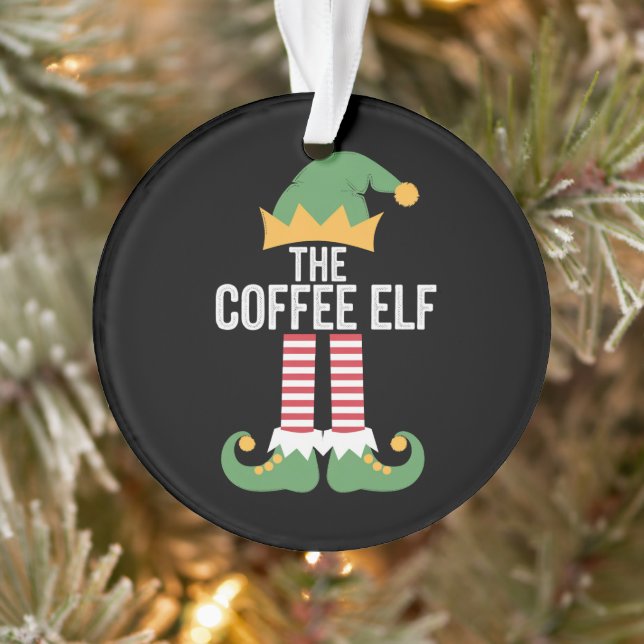 Coffee Elf Family Matching Group Christmas Ornament (Tree)