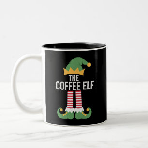 Coffee Elf Family Matching Group Christmas Two-Tone Coffee Mug