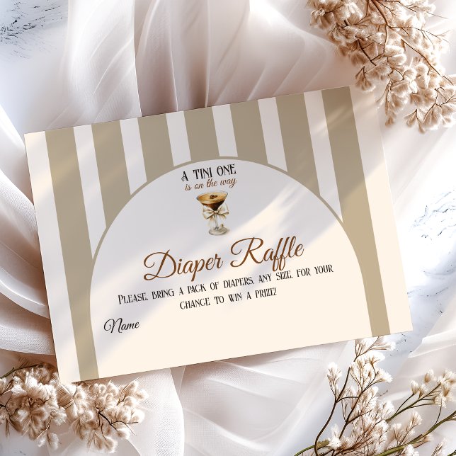 Coffee Espresso Martini Bow Baby Shower Diaper Enclosure Card (Creator Uploaded)