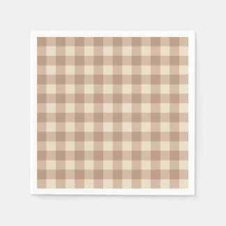 Coffee Esthetic Beige and White Gingham Pattern Napkin