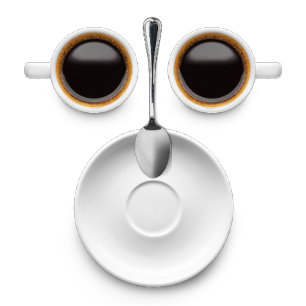 Coffee Face Two Cups of Coffee a Saucer and Spoon T-Shirt