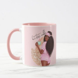 Coffee Faux Glitter Girl Hair Rose Pink Mug