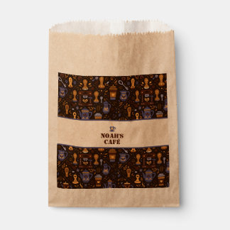 Coffee favour bags — kraft with folk coffee bands