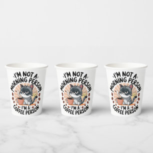 Coffee-First Attitude Fun Cat Design Paper Cups