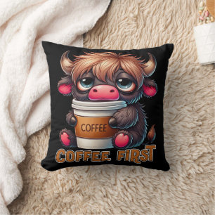 Coffee First Coffee Lover Gifts  Cushion
