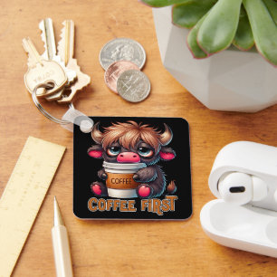 Coffee First Coffee Lover Gifts  Key Ring
