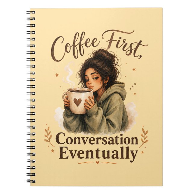 Coffee First Conversation Eventually Cosy Notebook (Front)