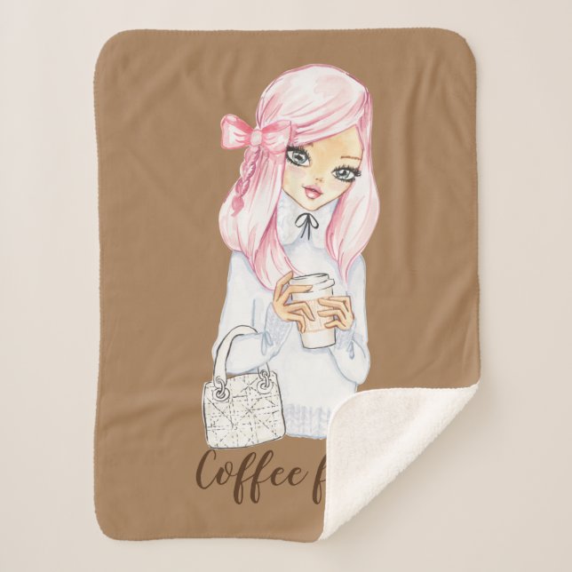 coffee first cosy winter Sherpa Blanket (Front)