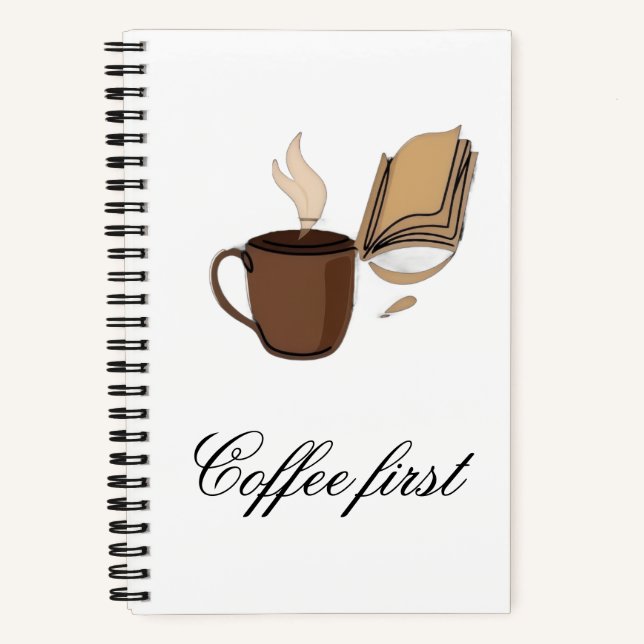 Coffee First Minimalist Line Art Journal Notebook (Front)