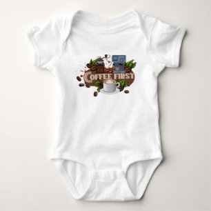 Coffee First – Morning Motivation for True Caffein Baby Bodysuit