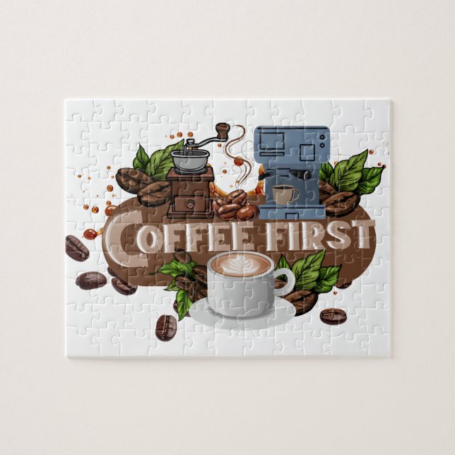 Coffee First – Morning Motivation for True Caffein Jigsaw Puzzle (Horizontal)
