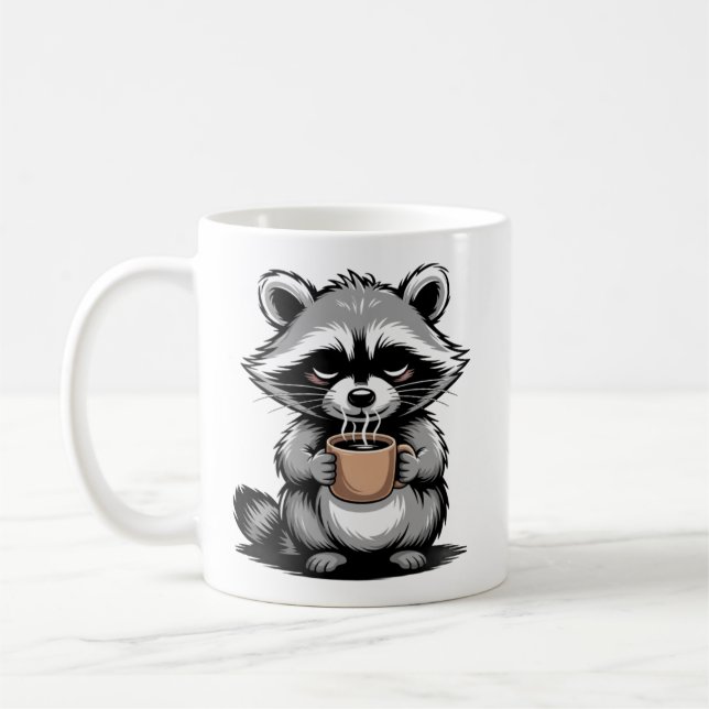 Coffee First, Talk Later Funny Racoon Mug (Left)