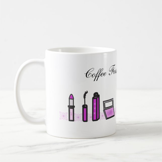 Coffee First Then Lipstick Purple Mug (Left)
