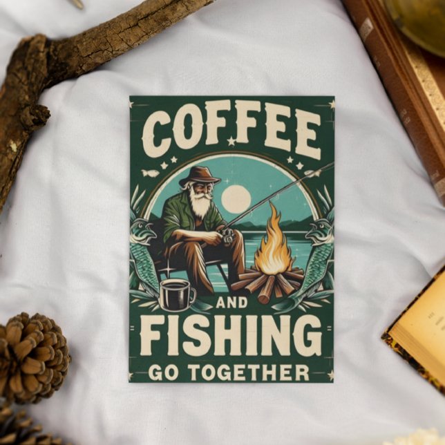 Coffee & Fishing Go Together Postcard (Creator Uploaded)