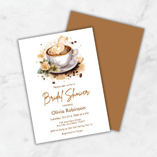 Coffee Floral Love is Brewing Bridal Shower Invitation