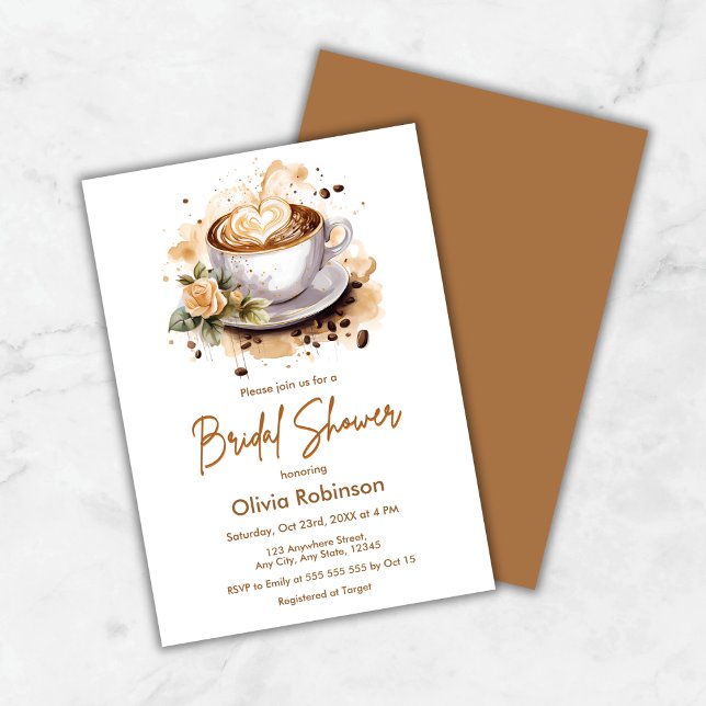 Coffee Floral Love is Brewing Bridal Shower Invitation (Coffee Floral Love is Brewing Bridal Shower Invitation )
