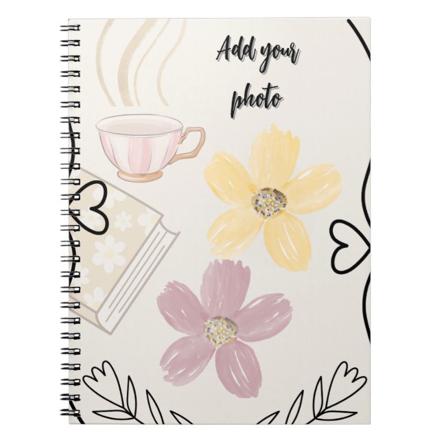 Coffee & Flowers Spiral Notebook for Book Lovers (Front)