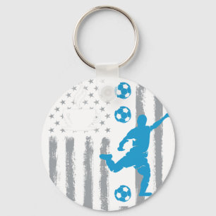 coffee football- Vintage USA American Flag for foo Key Ring