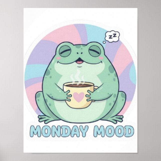 Coffee Frog Poster Cute Frog Drinking Coffee Cozy  (Front)