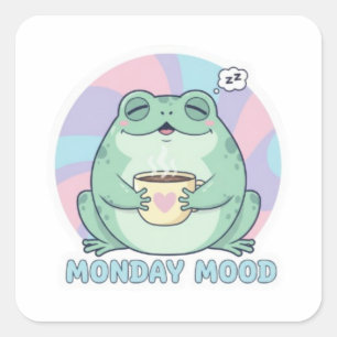 Coffee Frog Sticker Cute Frog Drinking Coffee Funn