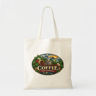 Coffee From Indonesia Vintage Budget Tote Bag