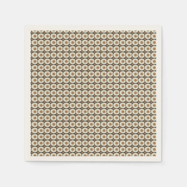 Coffee Frosted Doughnuts Brown  Paper Plate Napkin (Front)
