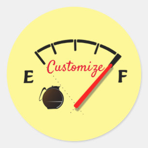 Coffee Fuel Gauge Full Thunder_Cove Classic Round Sticker
