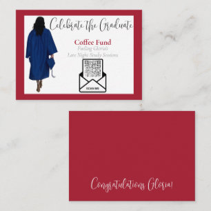 Coffee Fund Graduation QR Code Insert Card   Red