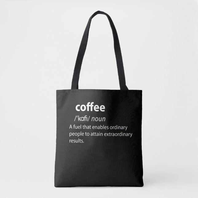 Coffee Funny Dictionary Definition Tote Bag (Front)
