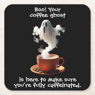Coffee Ghost Square Paper Coaster