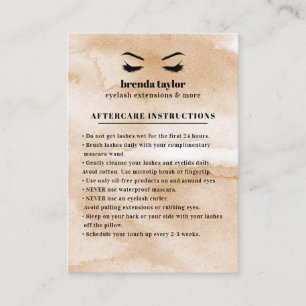 Coffee Glam Eyelash Browbar Aftercare Instructions Business Card