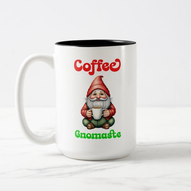 Coffee Gnomaste, Gnome Lover Gift, Two-Tone Coffee Mug (Left)