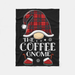 Coffee Gnome Buffalo Plaid Matching Family Christm Fleece Blanket