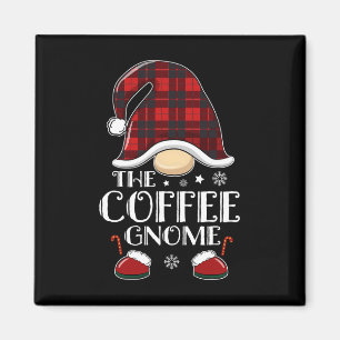 Coffee Gnome Buffalo Plaid Matching Family Christm Magnet