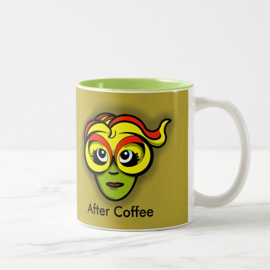 COFFEE GODDESS BEFORE & AFTER by Slipperywindow Two-Tone Coffee Mug
