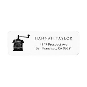 Coffee Grinder Motif Return Address Label
