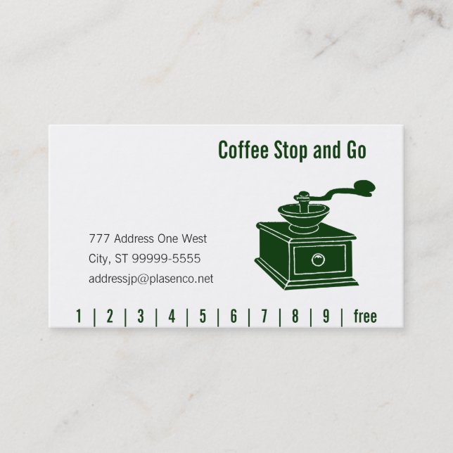Coffee Grinding Punch & Loyalty Card (Front)
